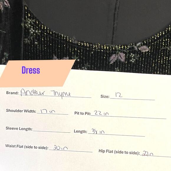 Another Thyme Knee Length Dress Women's 12 Black Floral VTG Cardigan Look Gothic - Picture 12 of 12